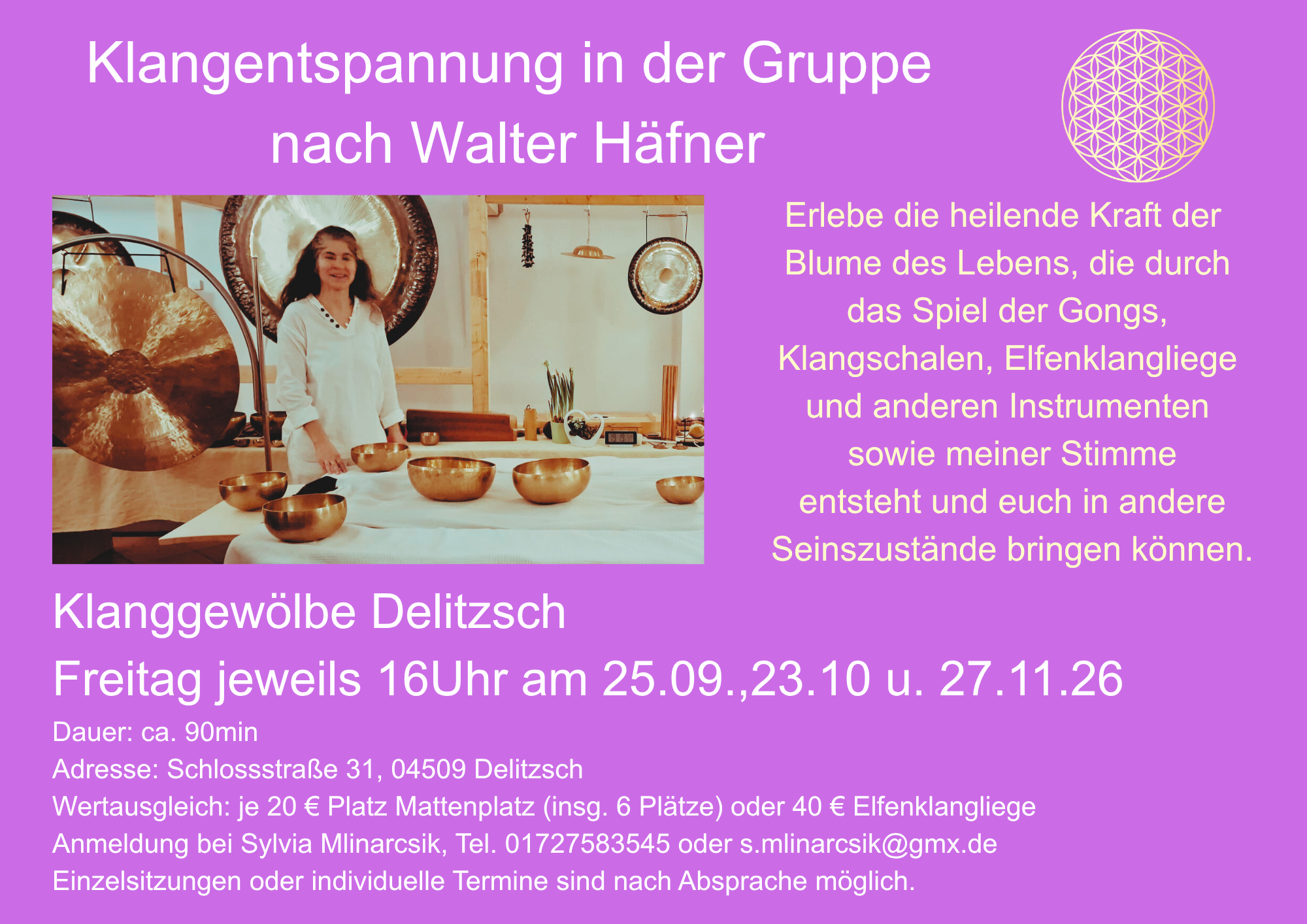 Mehr über den Artikel erfahren Walter Häfner Gruppenklangerlebnis mit Sylvia